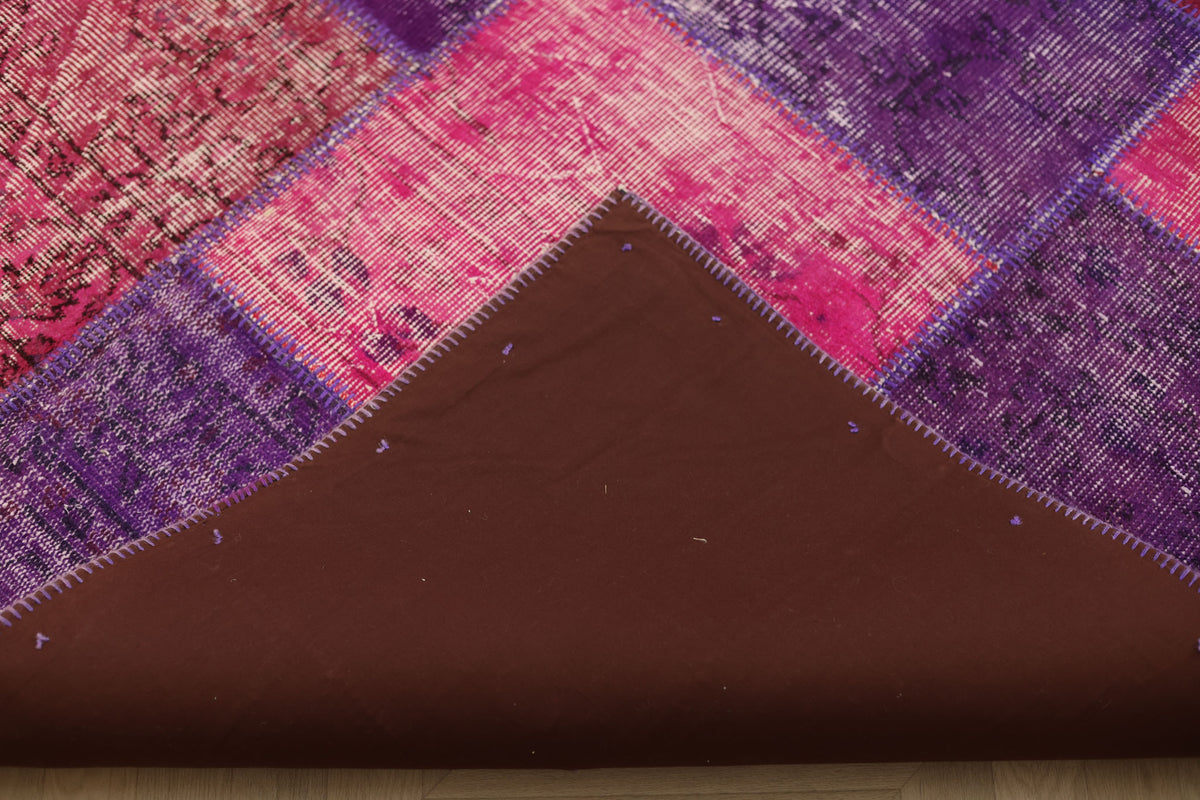 Vintage Turkish Area Rug 6x9 ft — Pink Patchwork
