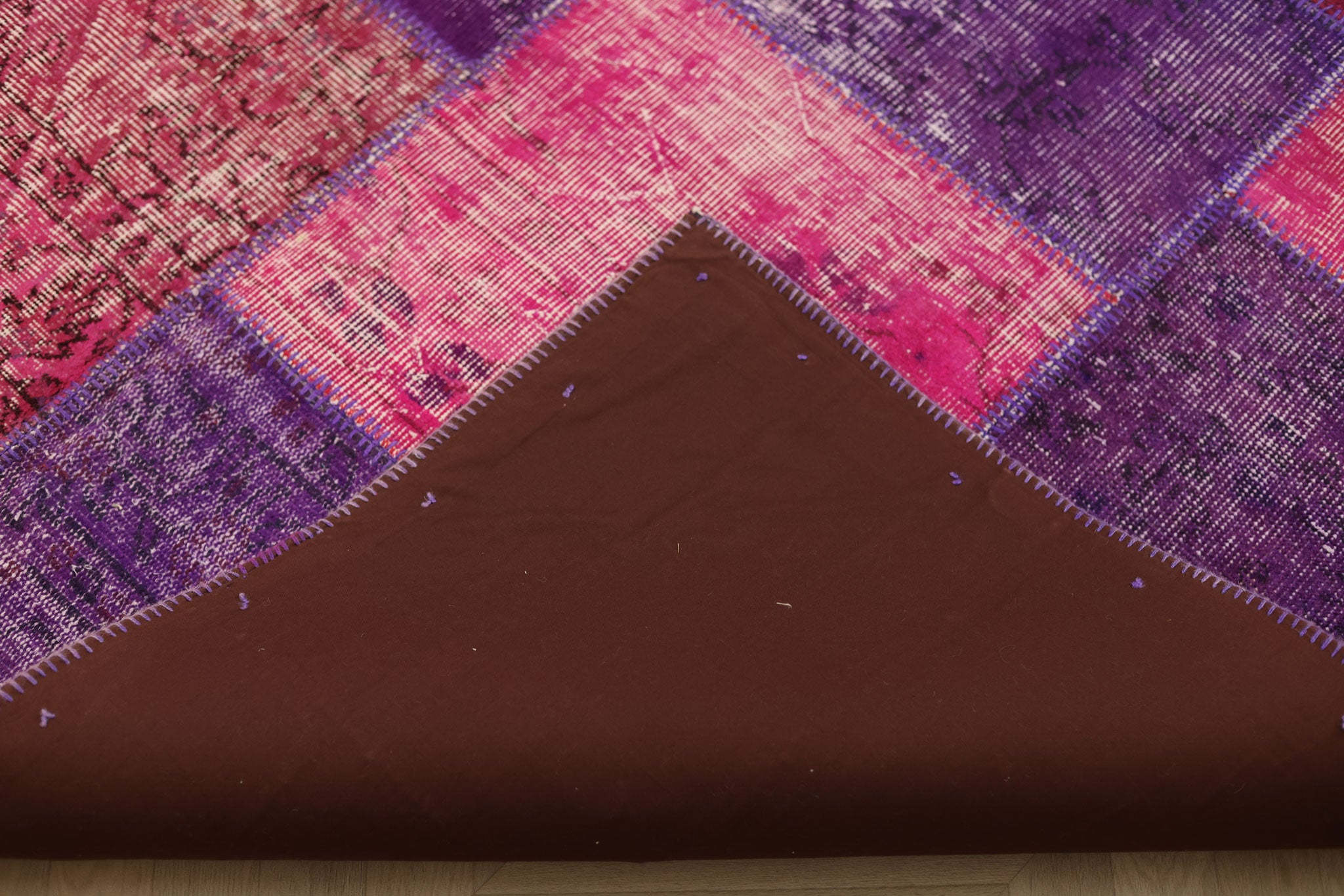 Vintage Turkish Area Rug 6x9 ft — Pink Patchwork