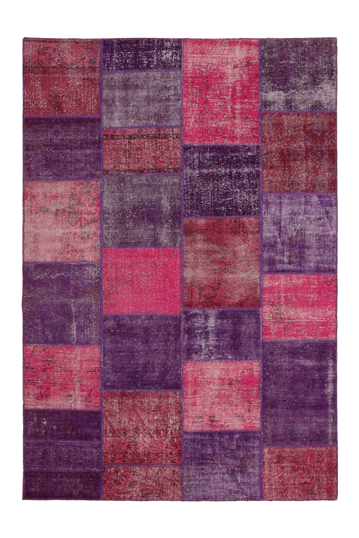 Vintage Turkish Area Rug 6x9 ft — Pink Patchwork