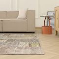 Vintage Turkish Area Rug 6x9 ft — Gray & Beige Patchwork