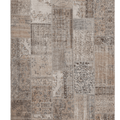 Vintage Turkish Area Rug 6x9 ft — Gray & Beige Patchwork