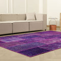 Vintage Turkish Area Rug 6x9 ft — Purple Patchwork