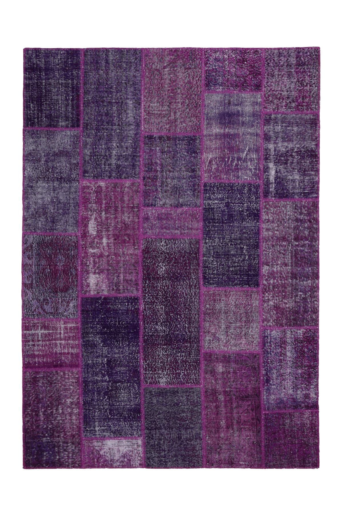 Vintage Turkish Area Rug 6x9 ft — Purple Patchwork