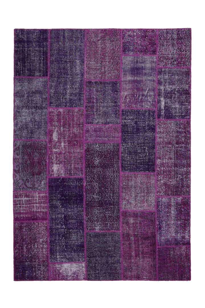 Vintage Turkish Area Rug 6x9 ft — Purple Patchwork