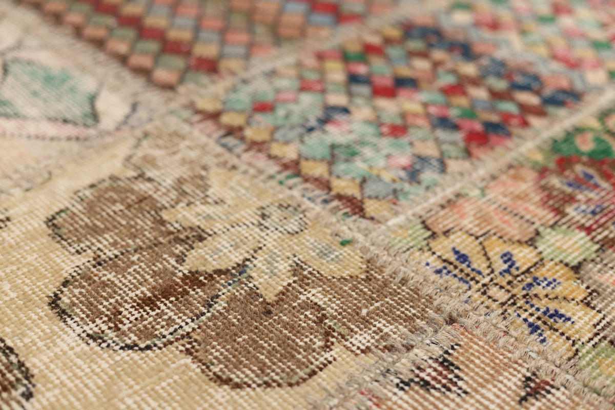 Vintage Turkish Area Rug 6x9 ft — Mixcolor Patchwork (No. 46543)