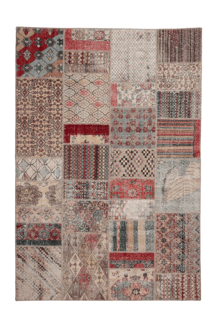 Vintage Turkish Area Rug 6x9 ft — Mixcolor Patchwork (No. 46543)