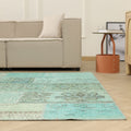 Vintage Turkish Area Rug 6x9 ft — Blue Patchwork (No. 46545)