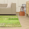 Vintage Turkish Area Rug 6x9 ft — Green Patchwork