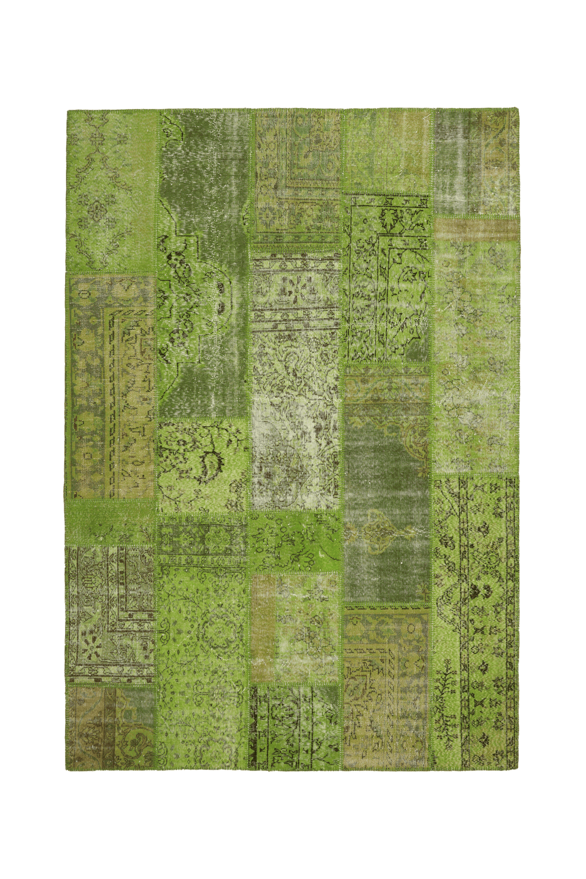 Vintage Turkish Area Rug 6x9 ft — Green Patchwork