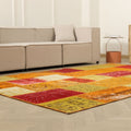 Vintage Turkish Area Rug 6x9 ft — Red & Yellow Patchwork