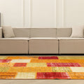 Vintage Turkish Area Rug 6x9 ft — Red & Yellow Patchwork