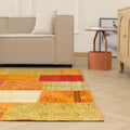 Vintage Turkish Area Rug 6x9 ft — Red & Yellow Patchwork