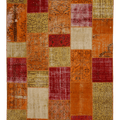 Vintage Turkish Area Rug 6x9 ft — Red & Yellow Patchwork