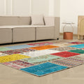 Vintage Turkish Area Rug 6x9 ft — Mixcolor Patchwork (No. 46551)