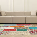 Vintage Turkish Area Rug 6x9 ft — Mixcolor Patchwork (No. 46551)