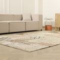 Vintage Turkish Area Rug 6x9 ft — Beige & Brown Patchwork (No. 46552)