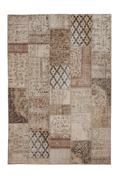 Vintage Turkish Area Rug 6x9 ft — Mixcolor Patchwork (No. 46551)