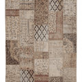 Vintage Turkish Area Rug 6x9 ft — Beige & Brown Patchwork (No. 46552)