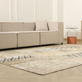 Vintage Turkish Area Rug 6x9 ft — Beige & Brown Patchwork (No. 46553)