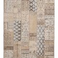 Vintage Turkish Area Rug 6x9 ft — Beige & Brown Patchwork (No. 46553)
