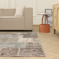 Vintage Turkish Area Rug 6x10 ft — Gray & Beige Patchwork