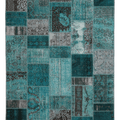 Vintage Turkish Area Rug 6x8 ft — Blue Patchwork