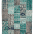 Vintage Turkish Area Rug 6x9 ft — Blue Patchwork