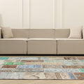 Vintage Turkish Area Rug 6x9 ft — Mixcolor Patchwork (No. 46559)