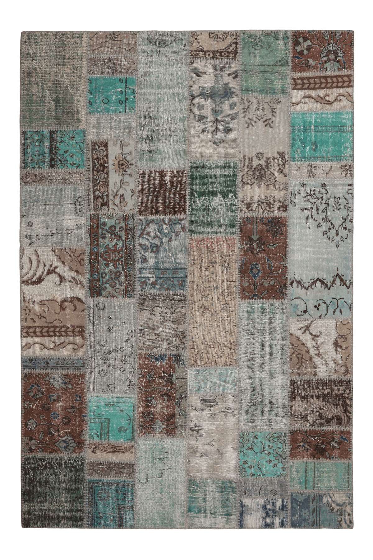 Vintage Turkish Area Rug 6x9 ft — Mixcolor Patchwork (No. 46559)