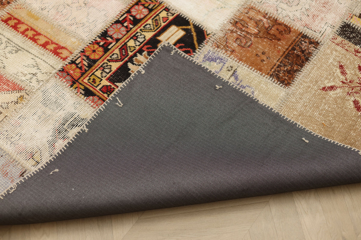 Vintage Turkish Area Rug 6x9 ft — Mixcolor Patchwork (No. 46561)