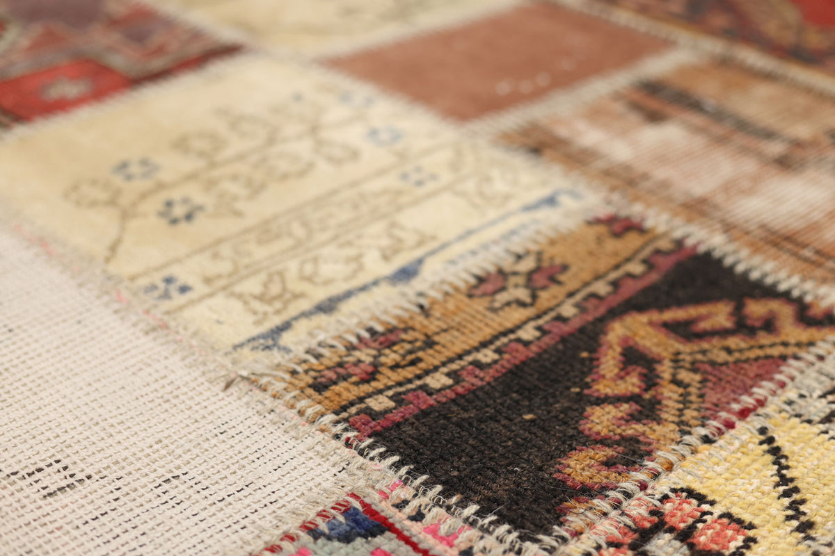 Vintage Turkish Area Rug 6x9 ft — Mixcolor Patchwork (No. 46561)