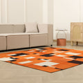 Vintage Turkish Area Rug 6x7 ft — Orange & Brown Patchwork
