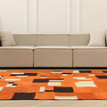 Vintage Turkish Area Rug 6x7 ft — Orange & Brown Patchwork