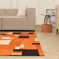 Vintage Turkish Area Rug 6x7 ft — Orange & Brown Patchwork