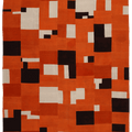 Vintage Turkish Area Rug 6x7 ft — Orange & Brown Patchwork