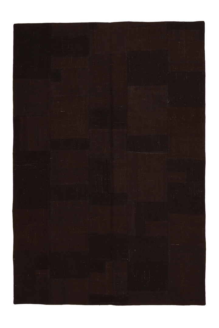 Vintage Turkish Area Rug 5x8 ft — Brown Patchwork (No. 46604)