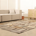 Vintage Turkish Area Rug 6x8 ft — Beige & Brown Patchwork
