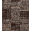 Vintage Turkish Area Rug 5x8 ft — Brown Patchwork