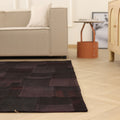 Vintage Turkish Area Rug 6x7 ft — Black Patchwork