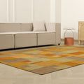 Vintage Turkish Area Rug 6x9 ft — Orange & Beige Patchwork