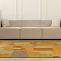 Vintage Turkish Area Rug 6x9 ft — Orange & Beige Patchwork