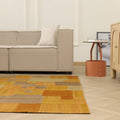 Vintage Turkish Area Rug 6x9 ft — Orange & Beige Patchwork