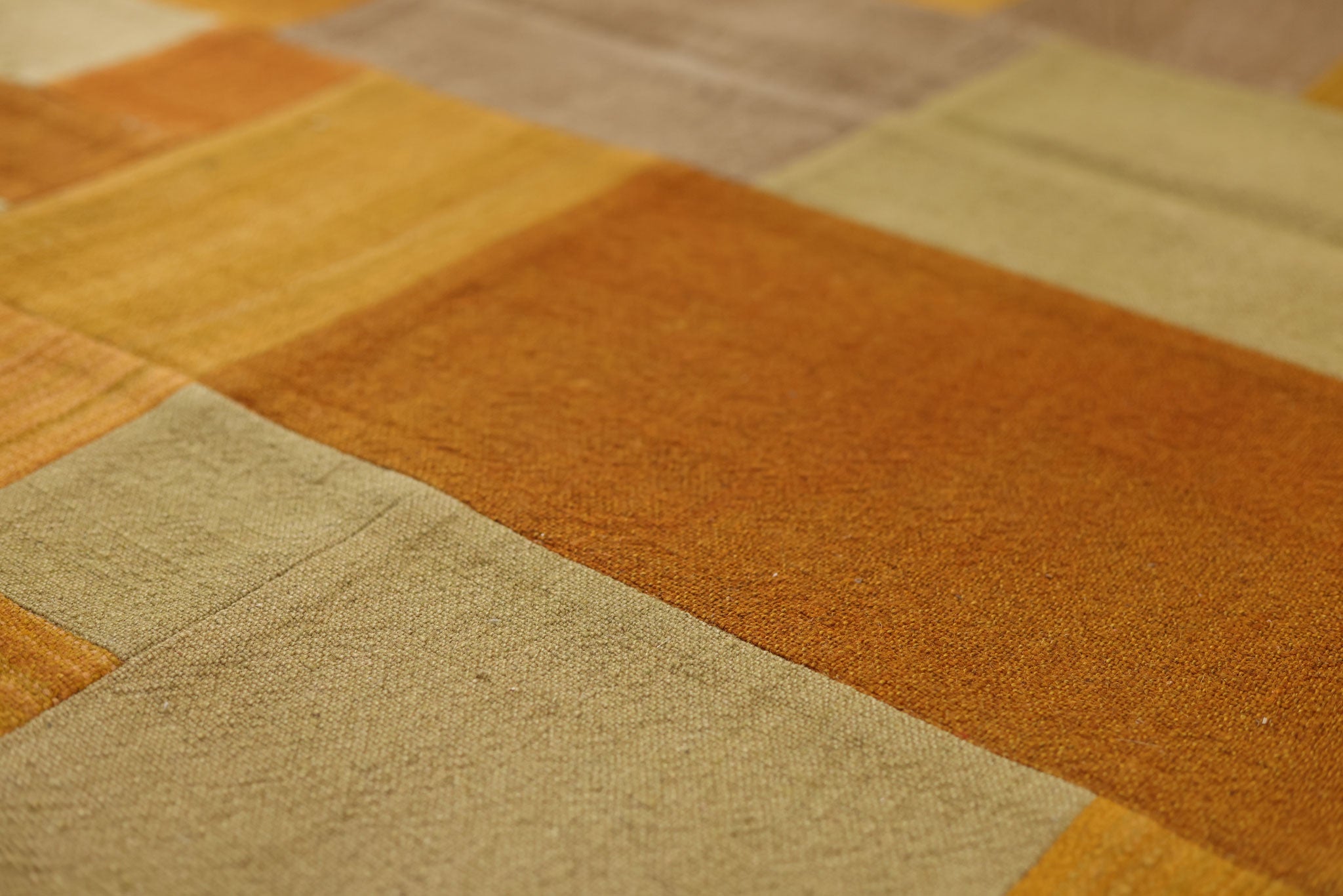Vintage Turkish Area Rug 6x9 ft — Orange & Beige Patchwork