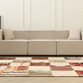 Vintage Turkish Area Rug 6x9 ft — White & Red Patchwork