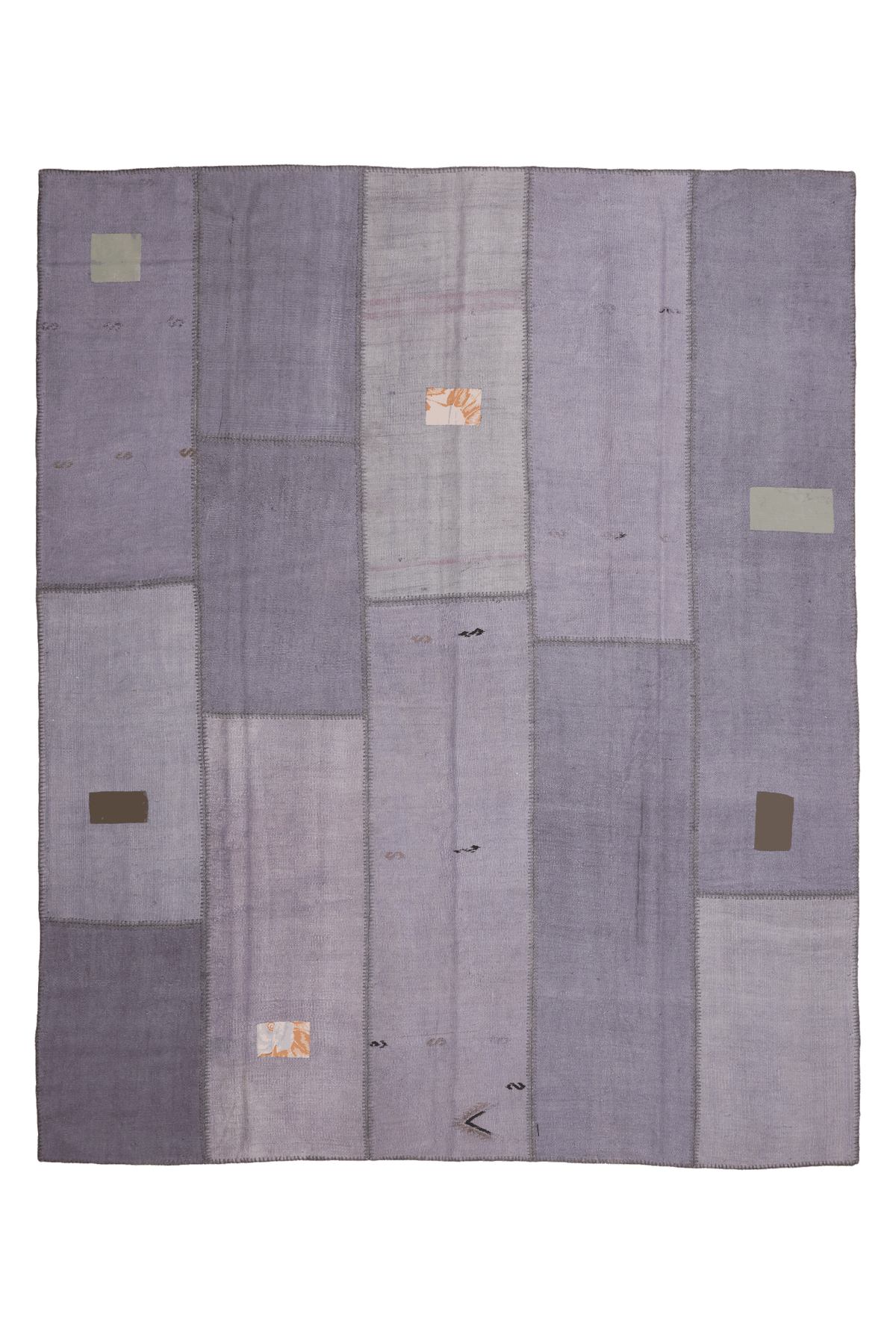 Vintage Turkish Area Rug 8x10 ft — Gray & Purple Patchwork