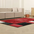 Vintage Turkish Area Rug 5x8 ft — Red & Black Patchwork