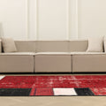 Vintage Turkish Area Rug 5x8 ft — Red & Black Patchwork