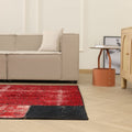Vintage Turkish Area Rug 5x8 ft — Red & Black Patchwork