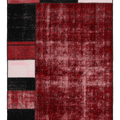 Vintage Turkish Area Rug 5x8 ft — Red & Black Patchwork