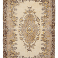 Vintage Isparta Turkish Area Rug 6x9 ft — Beige & Brown Floral (No. 46641)